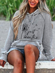 Floral Hoodie Long Sleeve Pockets Sweatshirt