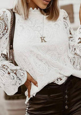 Fashion Street Solid Split Joint O Neck Tops Blouses