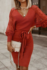 Fashion Street Solid V Neck A Line Dresses(4 Colors)