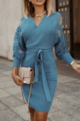 Fashion Street Solid V Neck A Line Dresses(4 Colors)