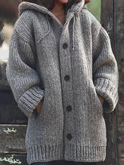 Hooded solid loose sweater coats