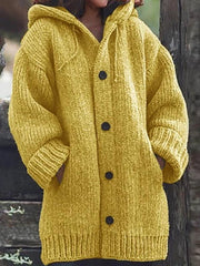 Hooded solid loose sweater coats