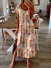 Loose casual women printed short sleeve Maxi dresses
