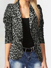 Leopard Pattern Single Button Blazer