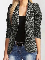 Leopard Pattern Single Button Blazer