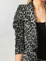 Leopard Pattern Single Button Blazer