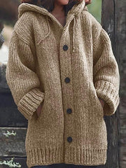 Hooded solid loose sweater coats