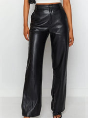 High Waist Straight Leather Pants