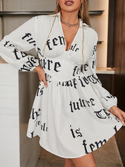 Letter Print V Neck Corset Dress Fashion skater dresses