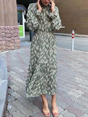 Floral Print Ruffle Sleeve Dress
