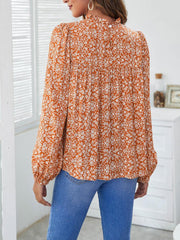 Floral Pattern Mock Neck Loose Top