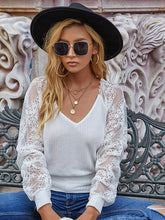 V neck lace design women white sweaters