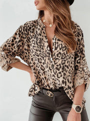 Leopard Print Button Up Blouse