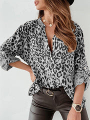 Leopard Print Button Up Blouse