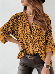 Leopard Print Button Up Blouse