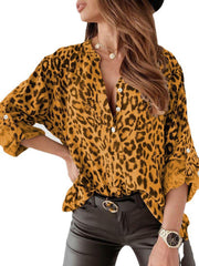 Leopard Print Button Up Blouse