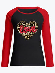 Letter & Heart Print T-shirt