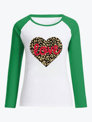 Letter & Heart Print T-shirt