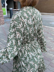 Floral Print Ruffle Sleeve Dress
