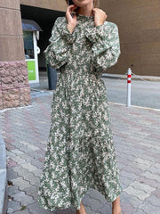 Floral Print Ruffle Sleeve Dress
