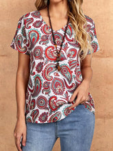 V Neck Abstract Print T-shirts Tops