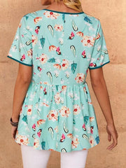 Floral Print Ruffle Hem T-shirt