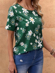 Floral Print Drop Shoulder T-shirt