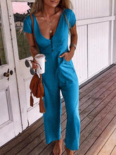 Long v-neck high waist pocket Fashion jumpsuits
