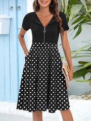 Flower Print Zipper Closure Short Dress