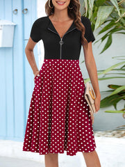 Flower Print Zipper Closure Short Dress
