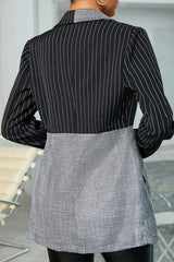 Fashion Work Patchwork Solid Color Turndown Collar Outerwear