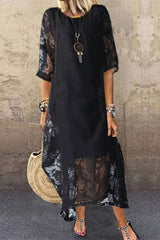 Lace O Neck Princess Dresses Maxi Dresses(3 Colors)