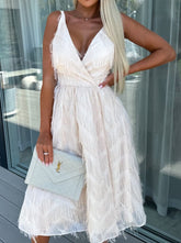 Sweet Elegant Solid Tassel Zipper V Neck Sling Dress Dresses