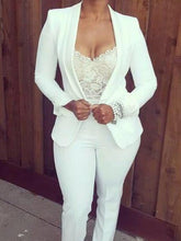 Fashion suit turn down collar cuffed sleeves blazer with pants
