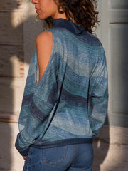 Hot Sale Woman High Neck Abstract Print Sweaters