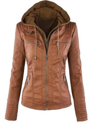 Khaki Fashion Zipped Jacket With Removable Hood