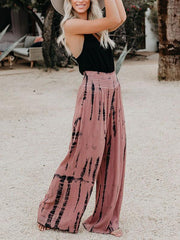 High-waisted print wide-leg trousers Long Pants