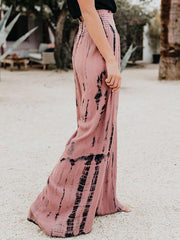 High-waisted print wide-leg trousers Long Pants