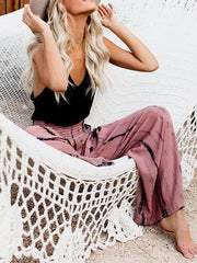 High-waisted print wide-leg trousers Long Pants