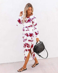 Fashion Sexy Print Round neck Long sleeve Maxi Dresses