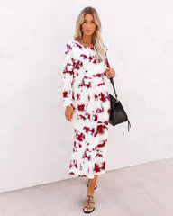 Fashion Sexy Print Round neck Long sleeve Maxi Dresses