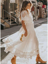 Fashion Sexy Lace V neck Short sleeve Maxi Dresses