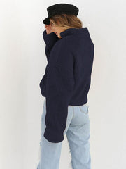 Thick High Neck Long Sleeve Fabric Surface Zipper Sweatshirts