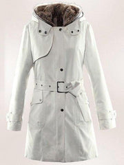 Hooded Flap Pocket Detachable Fleece Lined Coat