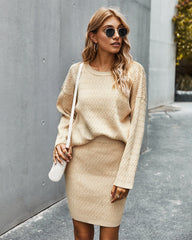 Knit elegant sweater suits women bodycon dresses