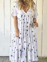 Floral v-neck casual printed ruffled short-sleeved shift dresses