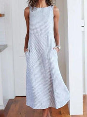 Striped Dresses Crew Neck Shift Daily Dresses