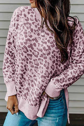 Leopard Print Irregular Contrast Top