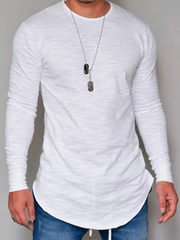 Long Sleeve Solid Color Round Neck Slim T-Shirt