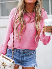 Temperament Plush Solid Color Sweater